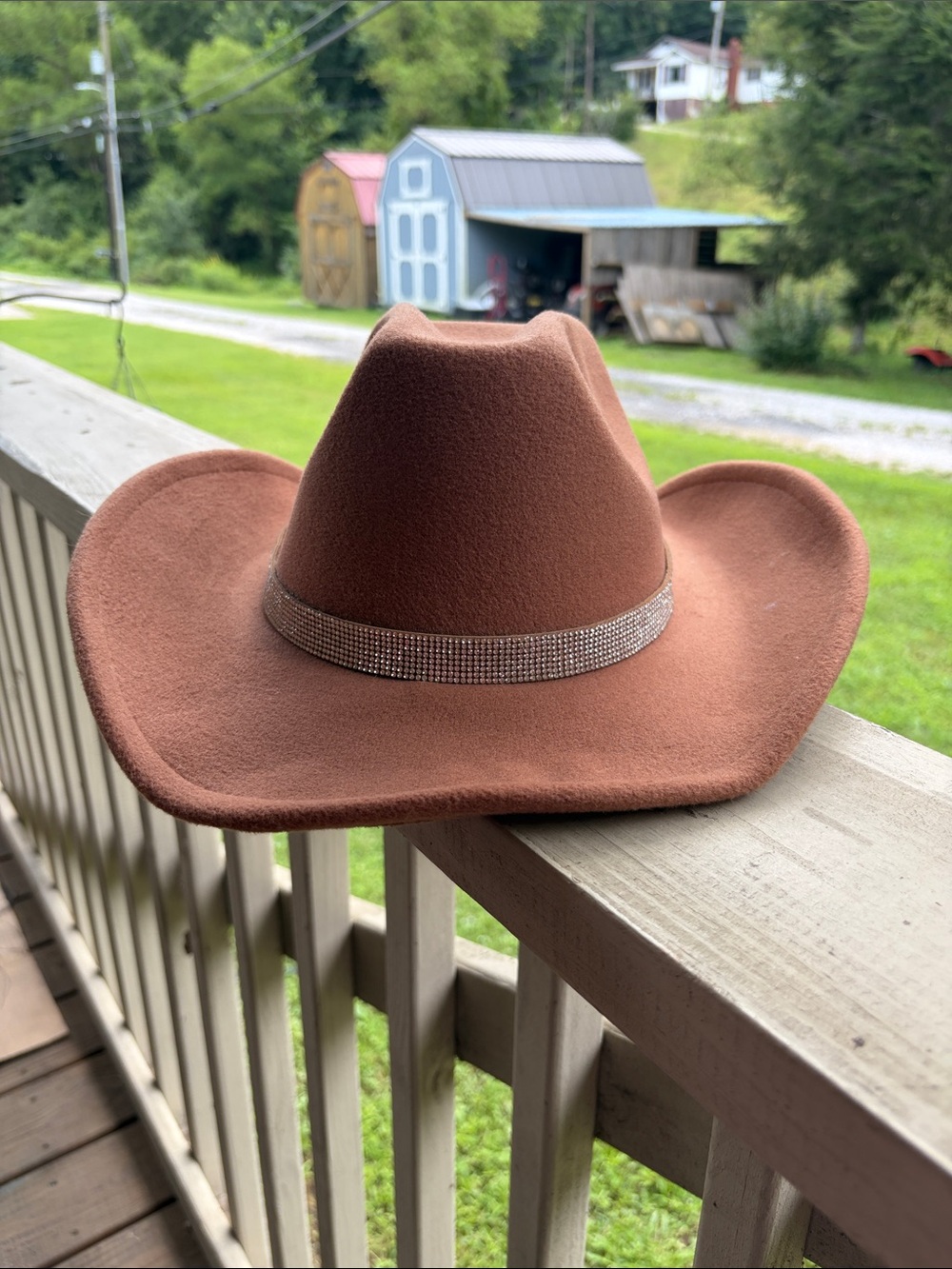 Jessica Simpson Rhinestone Band Brown Cowboy Hat